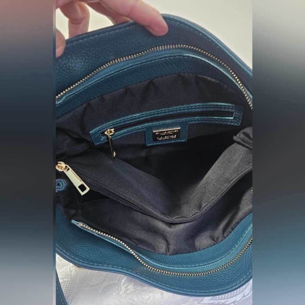 Viola Castellani Teal Satchel Two Way Carry Made in Italy - Picture 4 of 12